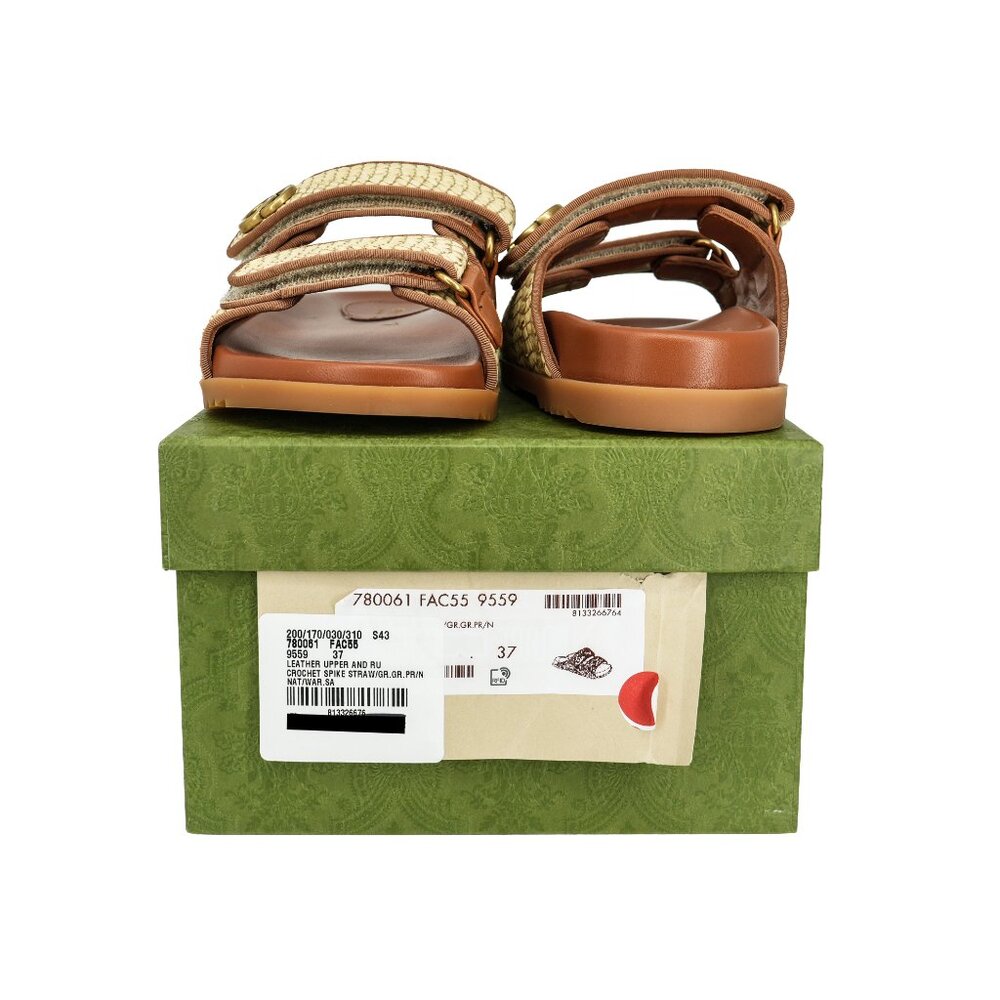 Gucci Moritz Raffia Slide Sandals - Picture 5 of 7